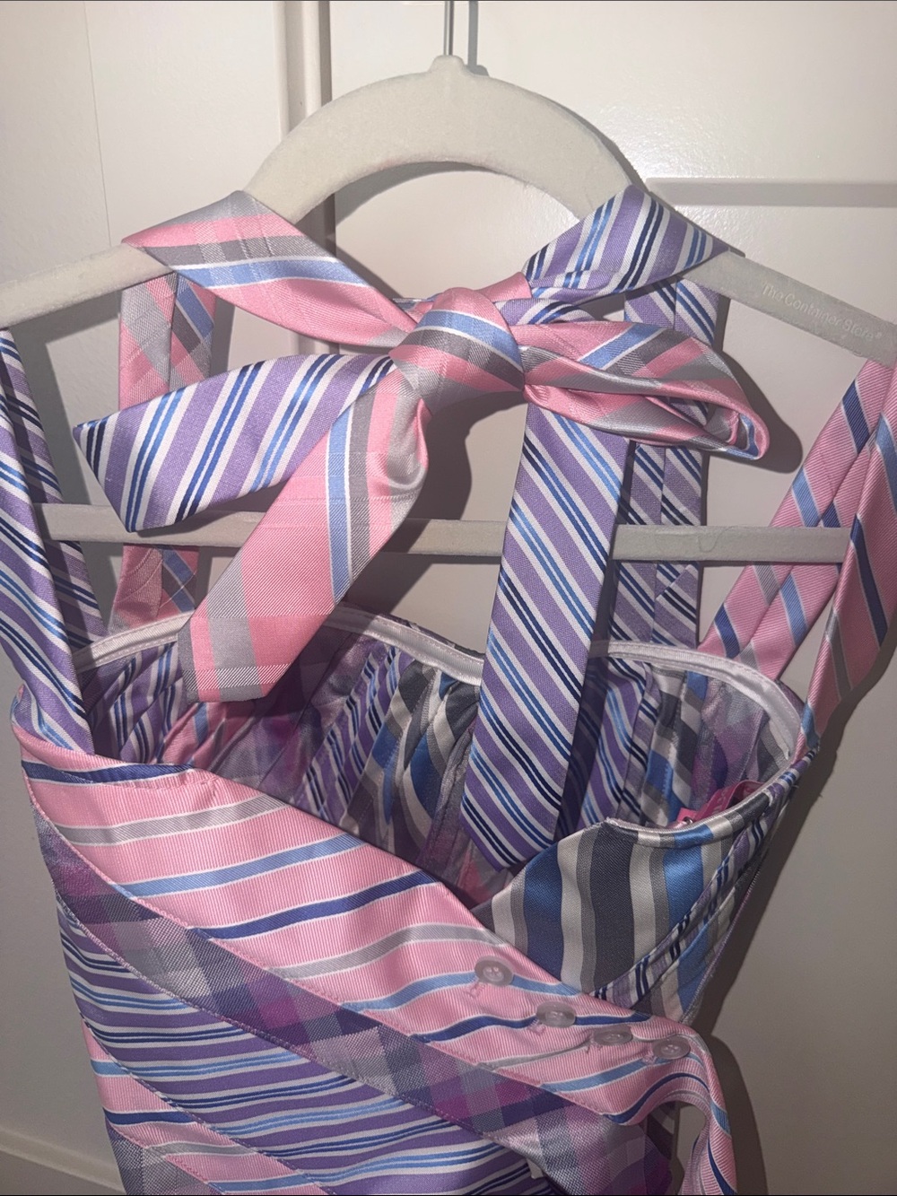 NWT Striped Pink & Blue Tie-Detail Corset Top - Picture 4 of 5